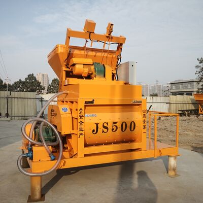 JS500 type twin-axle concrete mixer.HZS25 type concrete mixer station.High-efficiency main equipment for small and medium-sized construction projects and prefabricated component factories.