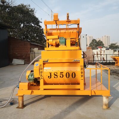 JS500 type twin-axle concrete mixer.HZS25 type concrete mixer station.High-efficiency main equipment for small and medium-sized construction projects and prefabricated component factories.